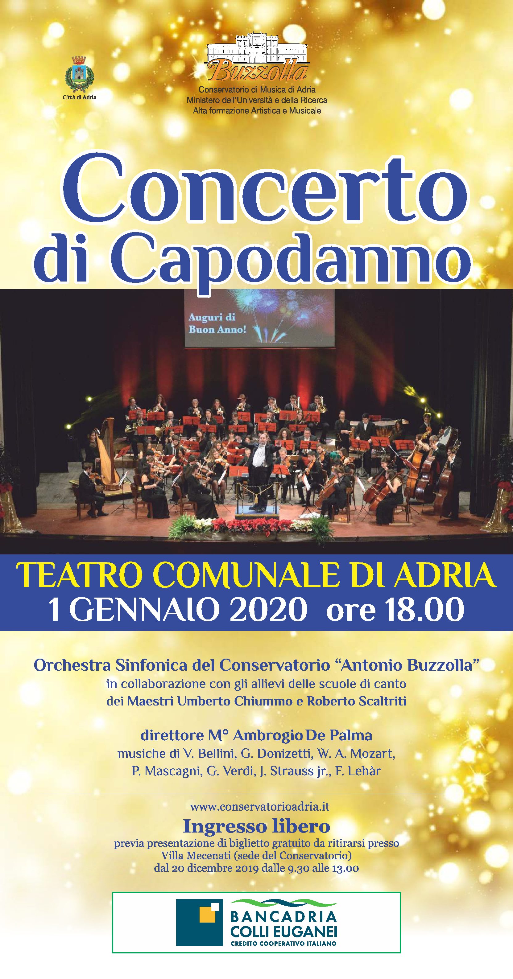 1 gennaio 2020 – Concerto di Capodanno, ore 18.00, Teatro Comunale di Adria