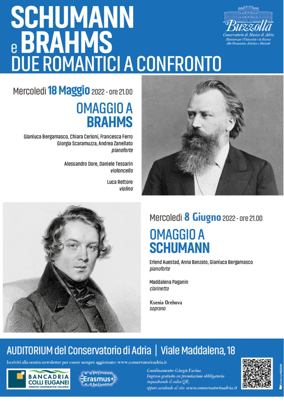 18 maggio e 8 giugno 2022 Schumann e Brahms, due romantici a confronto