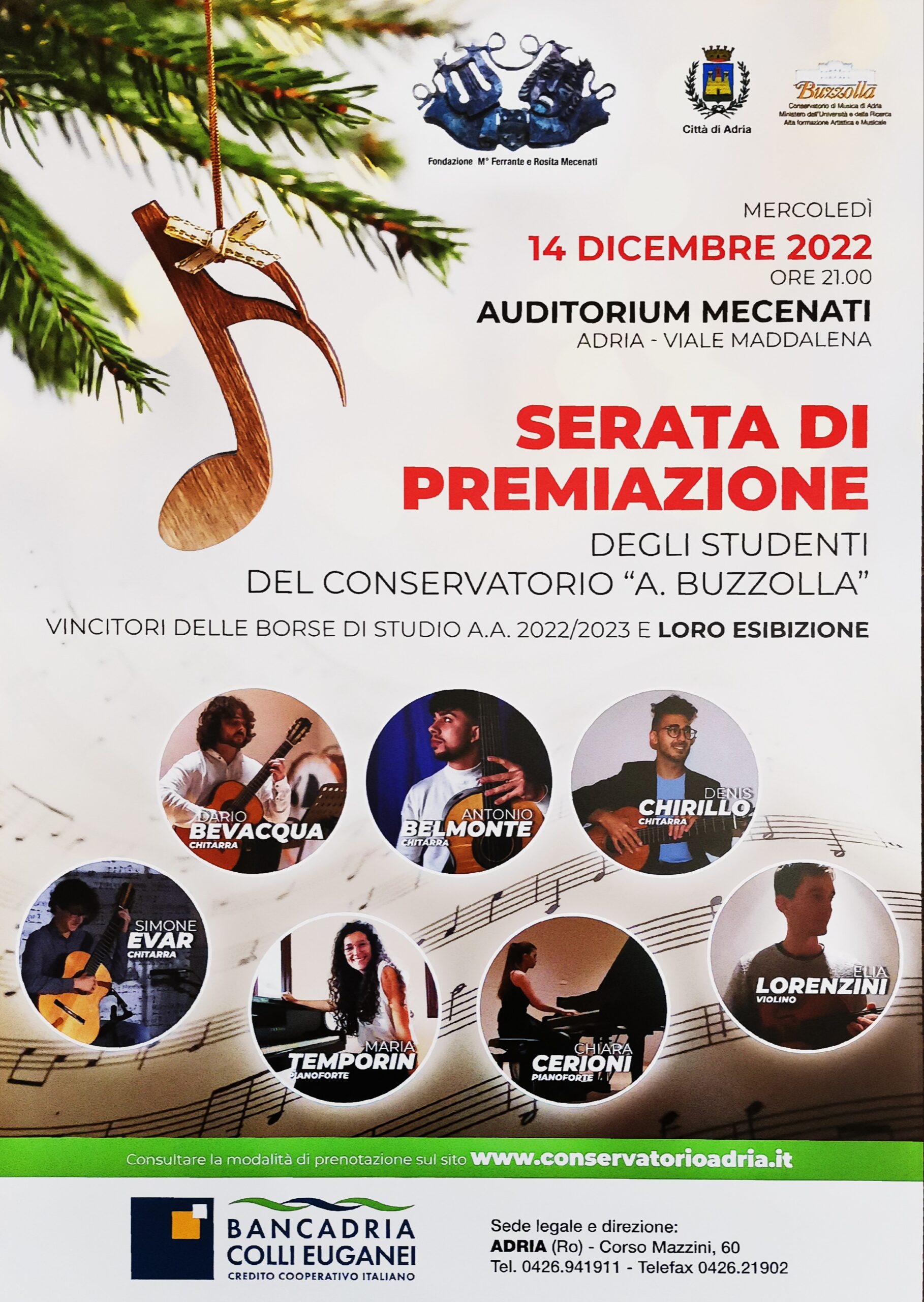 Concerto dei vincitori delle borse di studio della Fondazione Mecenati, 14 dicembre 2022