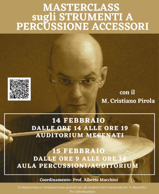 14 e 15 febbraio 2023 – Masterclass sugli strumenti a percussione accessori
