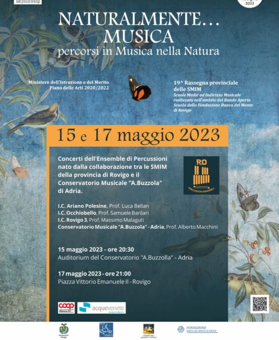 15 maggio 2023 – ore 20.30, Naturalmente…Musica – Ensemble delle scuole di Percussioni della Provincia di Rovigo