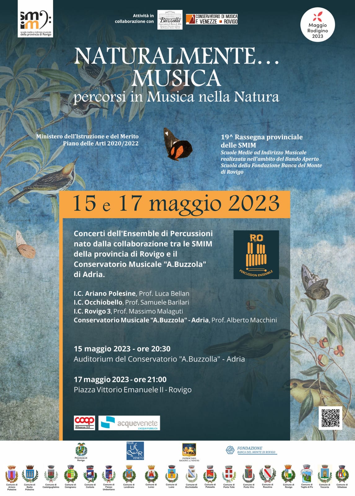 15 maggio 2023 – ore 20.30, Naturalmente…Musica – Ensemble delle scuole di Percussioni della Provincia di Rovigo