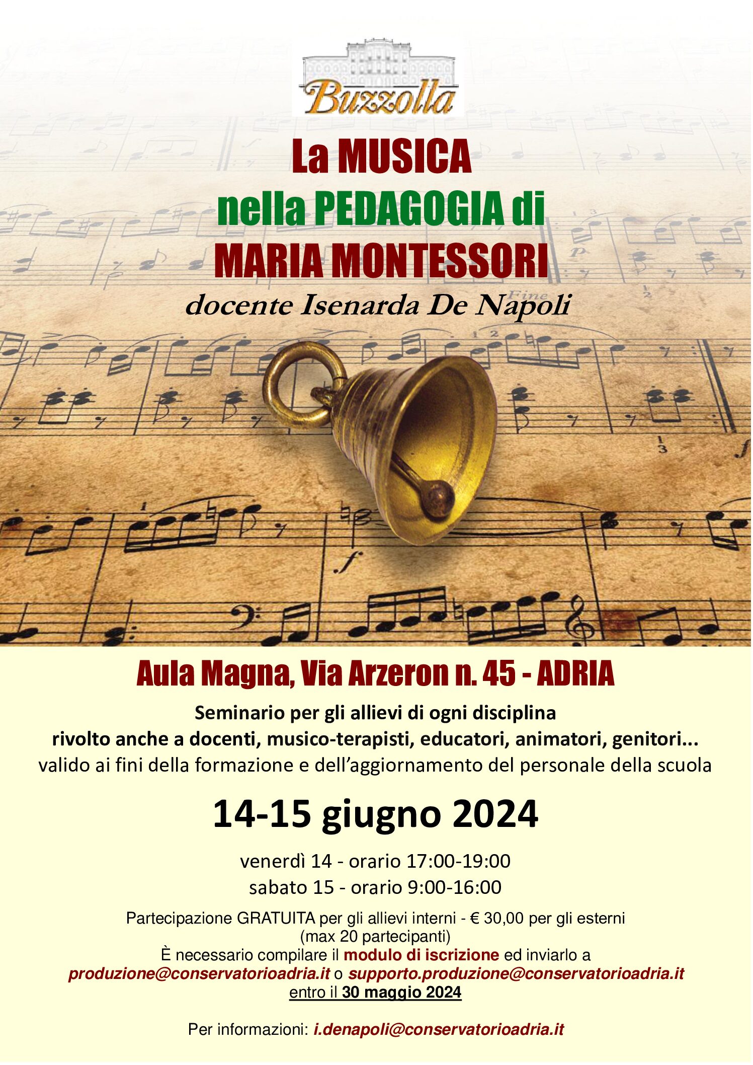 14 e 15 giugno 2024 – Seminario “La musica nella pedagogia di Maria Montessori”